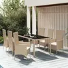 Image de vidaXL Ensemble à manger de jardin et coussins 7 pcs beige poly rotin