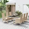 Image de vidaXL Ensemble à manger de jardin et coussins 7 pcs beige poly rotin