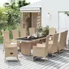 Image de vidaXL Ensemble à manger de jardin et coussins 11 pcs beige poly rotin