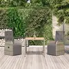Image de vidaXL Ensemble à manger de jardin 3 pcs coussins gris résine tressée