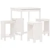 Image de vidaXL Ensemble de Bar de Jardin 5 pcs Blanc Bois Massif de pin, Ensemble de pub, Ensemble de Bar de Patio, Ensemble de Table de pub