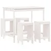 Image de vidaXL Ensemble de Bar de Jardin 5 pcs Blanc Bois Massif de pin, Ensemble de pub, Ensemble de Bar de Patio, Ensemble de Table de pub