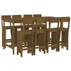 Image de vidaXL Ensemble de Bar de Jardin 9 pcs Marron Miel Bois de pin Massif, Ensemble de pub, Ensemble de Bar de Patio, Ensemble de Table de pub