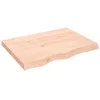Image de vidaXL Étagère Murale, Dessus de Table avec Bord Vivant, Tablette Suspendue avec Rangement, Rustique, Bois de Chêne Massif Non Traité