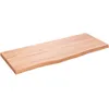 Image de vidaXL Étagère Murale, Dessus de Table avec Bord Vivant, Tablette Suspendue Flottante, Rustique, Marron Clair Bois Chêne Massif Traité