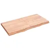 Image de vidaXL Étagère Murale, Dessus de Table avec Bord Vivant, Tablette Suspendue Flottante, Rustique, Marron Clair Bois Chêne Massif Traité