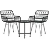 Image de vidaXL Ensemble à Manger de Jardin 3 pcs, Chaises à Manger avec Accoudoirs, Ensemble de Meubles avec Table, Mobilier de Patio, Moderne, Noir Résine Tressée