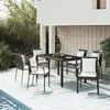 Image de vidaXL Ensemble à manger de jardin coussins 7pcs Noir Résine tressée