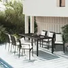 Image de vidaXL Ensemble à manger de jardin coussins 7pcs Noir Résine tressée