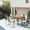 Image de vidaXL Ensemble à manger de jardin coussins 5pcs Noir Résine tressée