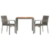 Image de vidaXL Ensemble à Manger de Jardin 3 pcs Coussins Gris résine tressée, Ensemble de Salle à Manger, Ensemble de Salle à Manger d'extérieur, Ensemble de mobilier d'extérieur