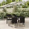 Image de vidaXL Ensemble à manger de jardin coussins 5pcs Noir Résine tressée