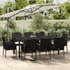 Image de vidaXL Ensemble à manger jardin 9pcs et coussins noir résine tressée