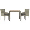 Image de vidaXL Ensemble à Manger de Jardin 3 pcs Coussins Gris résine tressée, Ensemble de Salle à Manger, Ensemble de Salle à Manger d'extérieur, Ensemble de mobilier d'extérieur