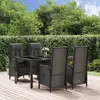 Image de vidaXL Ensemble à manger de jardin coussins 5pcs Noir Résine tressée
