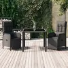 Image de vidaXL Ensemble à manger de jardin avec coussins 3 pcs Noir