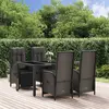 Image de vidaXL Ensemble à manger de jardin coussins 5pcs Noir Résine tressée