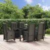 Image de vidaXL Ensemble à manger jardin et coussins 7 pcs Noir et gris Rotin