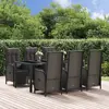 Image de vidaXL Ensemble à manger de jardin coussins 7pcs Noir Résine tressée
