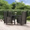 Image de vidaXL Ensemble à manger de jardin coussins 5pcs Noir Résine tressée