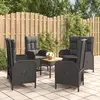 Image de vidaXL Ensemble à manger de jardin coussins 5pcs Noir Résine tressée