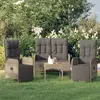 Image de vidaXL Ensemble à manger de jardin 3 pcs coussins gris résine tressée