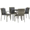 Image de vidaXL Ensemble à Manger de Jardin Coussins 5 pcs Noir et Gris, Ensemble de Salle à Manger, Ensemble de Salle à Manger d'extérieur, Ensemble de mobilier d'extérieur