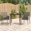 Image de vidaXL Ensemble à manger jardin 3pcs avec coussins noir et gris