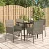 Image de vidaXL Ensemble à manger de jardin coussins 5 pcs noir et gris