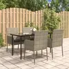 Image de vidaXL Ensemble à manger de jardin coussins 5 pcs noir et gris