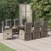 Image de vidaXL Ensemble à manger de jardin 9pcs et coussins noir et gris