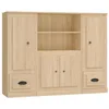 Image de vidaXL Buffets 3 pcs chêne Sonoma Bois d'ingénierie, Armoire, Armoire de Rangement, Buffet Haut, Armoire latérale, Armoire Haute, Armoire Console