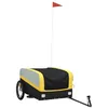 Image de vidaXL Remorque de Vélo, Chariot de Transport avec Drapeau, Remorque de Bicyclette, Remorque à Bagages Extérieur, Noir et Jaune 45 kg Fer
