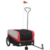 Image de vidaXL Remorque de Vélo, Chariot de Transport avec Drapeau, Chariot de Vélo, Remorque de Bicyclette, Remorque à Bagages, Noir et Rouge 45 kg Fer