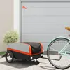 Image de vidaXL Remorque de vélo noir et orange 45 kg fer