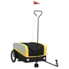 Image de vidaXL Remorque de Vélo, Chariot de Transport avec Barre d'Attelage, Remorque de Bicyclette avec Drapeau pour Bagage, Noir et Jaune 45 kg Fer