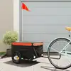 Image de vidaXL Remorque de vélo noir et orange 30 kg fer