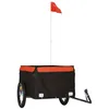 Image de vidaXL Remorque de vélo Noir et Orange 45 kg Fer