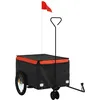 Image de vidaXL Remorque de vélo Noir et Orange 30 kg Fer