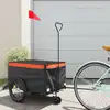 Image de vidaXL Remorque de vélo noir et orange 30 kg fer
