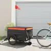 Image de vidaXL Remorque de vélo noir et orange 45 kg fer