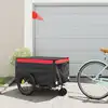 Image de vidaXL Remorque de vélo noir et rouge 45 kg fer