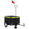 Image de vidaXL Remorque de vélo Noir et Vert 45 kg Fer