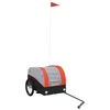 Image de vidaXL Remorque de Vélo, Chariot à Vélo avec Barre, Remorque à Bagage pour Bicyclette, Chariot de Transport, Noir et Orange 30 kg Fer