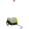 Image de vidaXL Remorque de Vélo, Chariot à Vélo avec Barre, Remorque à Bagage pour Bicyclette, Chariot de Transport, Noir et Vert 30 kg Fer