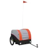 Image de vidaXL Remorque de Vélo, Chariot de Transport avec Barre d'Attelage, Remorque à Bagages, Remorque de Bicyclette, Noir et Orange 45 kg Fer