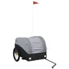 Image de vidaXL Remorque de Vélo, Chariot de Transport avec Barre d'Attelage, Remorque à Bagages, Remorque de Bicyclette, Noir et Gris 45 kg Fer