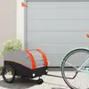Image de vidaXL Remorque de vélo noir et orange 30 kg fer