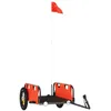 Image de vidaXL Remorque de vélo Orange Tissu Oxford et Fer, Chariot de vélo, Chariot de vélo, remorque de vélo pour Enfants, Poussette de vélo