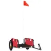 Image de vidaXL Remorque de vélo Rouge Tissu Oxford et Fer, Chariot de vélo, Chariot de vélo, remorque de vélo pour Enfants, Poussette de vélo